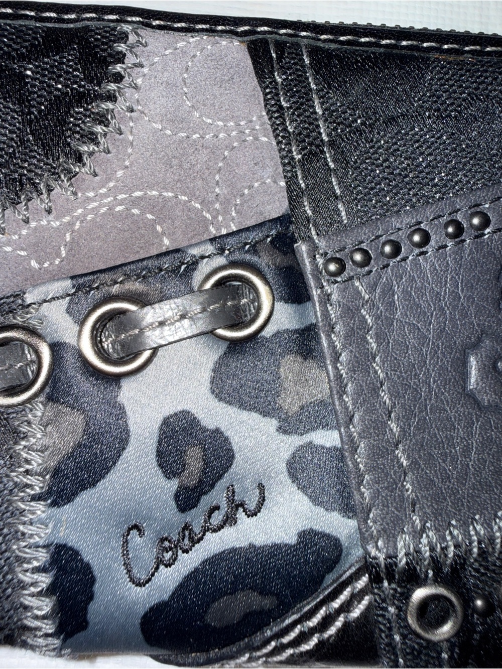 Coach Patchwork Zip Wallet - Black and Gray - Picture 5 of 5